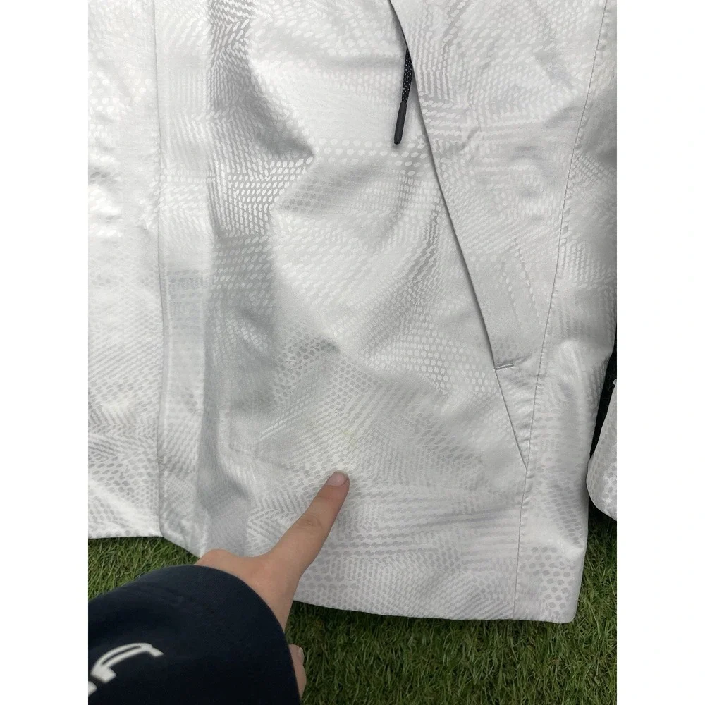 Nike Coat Mens Medium White Gray Full Zip Tech Jacket Winter Coat Rain 2000s